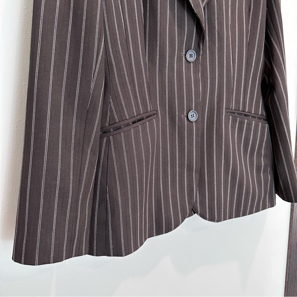 The Limited Pinstripe Brown/Cream Blazer Two Button Suit Jacket Office Business - Picture 4 of 14